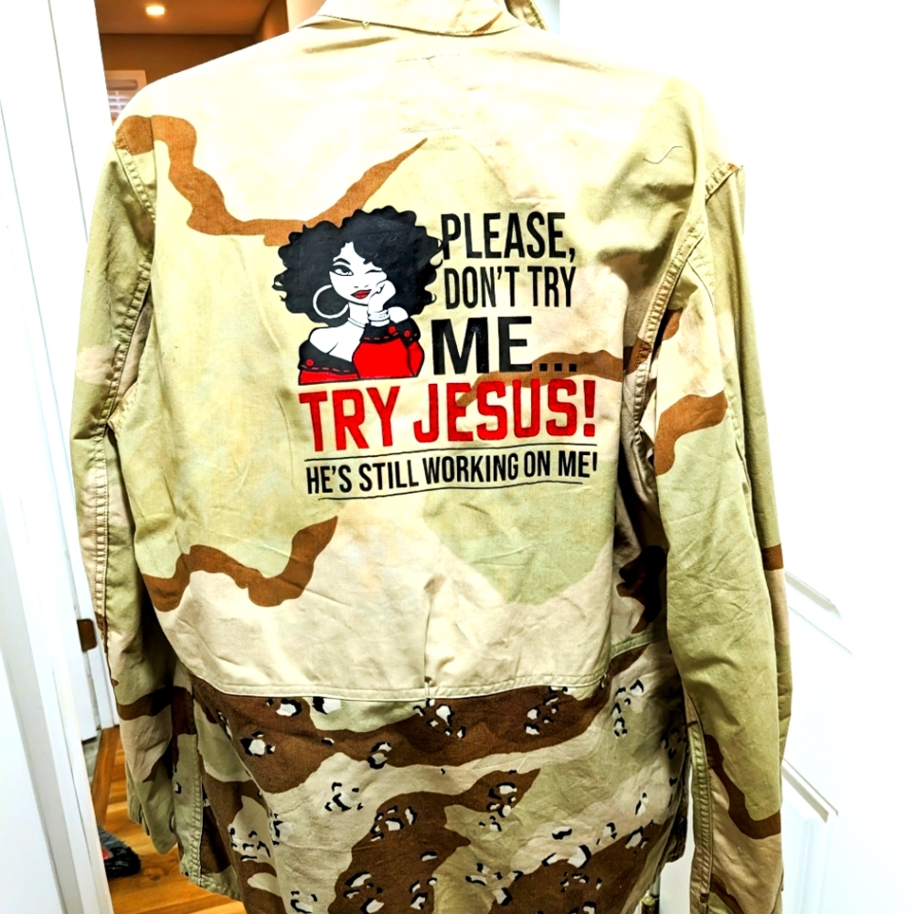 Try Jesus Camo Jacket
